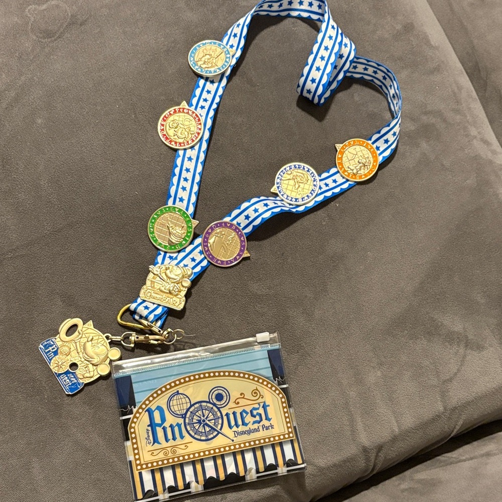 Disneyland Park Pin Quest Lanyard with Pins